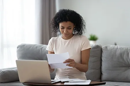woman going over financial information